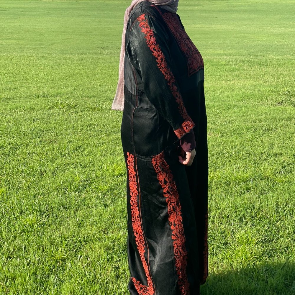 1920-1930 Rare Vintage Palestinina Handmade Embroidery  Dress Thobe Kaftan - Picture 3 of 4